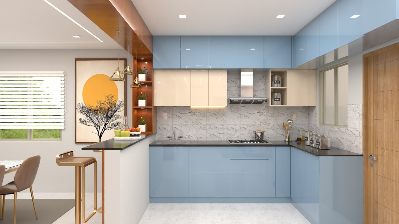 L shape kitchen